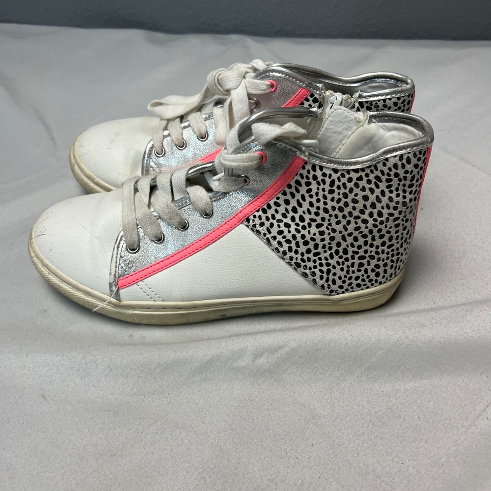 Dolce Vita Scotty Girls High Top Sneakers Leopard Print Pink Trim Girls‎ Size 4